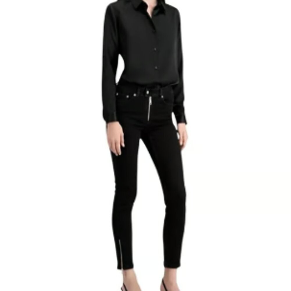 The Kooples Mid Rise Black Jeans with Zipper Accents Size 30 NWT
